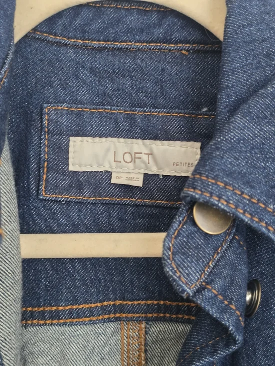 LOFT Dark Blue Denim Long Sleeve Jacket Dress - Picture 3 of 3